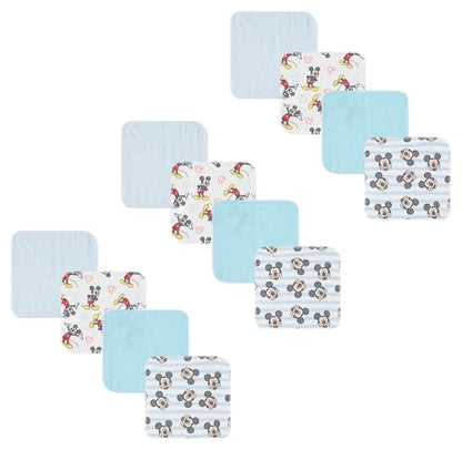 Disney Baby Washcloths 12 Pack – Ultra Soft Baby Wash Cloths, Lilo & Stitch (Stitch & Angel), Winnie the Pooh & Mickey Mouse, Absorbent Newborn Bath Essentials - color: Mickey Mouse