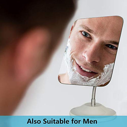 YEAKE Adjustable Flexible Gooseneck Makeup Mirror,360°Rotation Folding Portable Desk Vanity Mirror with Stand Shower Shaving Cosmetic Mirror Square - size: 6.5"L x 5.3"W, style: 6.5"L x 5.3"W(Medium)