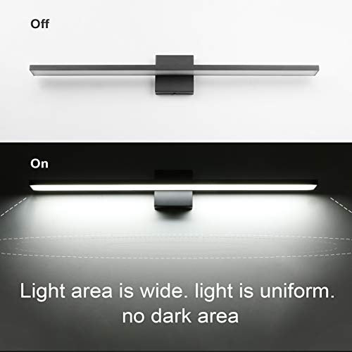Ralbay 31.5inch Dimmable Modern LED Black Vanity Light 28W Frosted Aluminum for Bathroom Vanity Lighting Fixtures Cool White 6000K - color: Black-Dimmable, size: 31.5 inch
