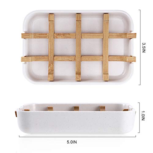 Bamboo Wooden Soap Dishes for Bathroom Bar Soap Holder Shower Soap Holder Sink Deck Bathtub Shower Tray (One Pieces White) - color: One Pieces White