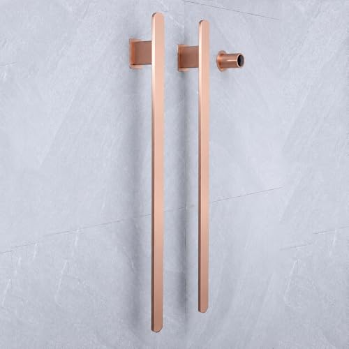 Bathroom Heated Towel Rack, Rose Gold Towel Warmer, 2Bars, 110V | Smart Touch Control, Wall Mounted, Concealed Hardwired, Stainless Steel, Dry Towels in Modern Bathrooms, Space-Saving Design - color: Rose Gold-2 Bars