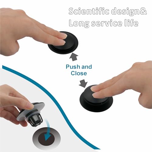 WELSAN Matte Black Bathroom Sink Drain Stopper 1 1/8"-1 1/2" Drain, 2 Pack | Bathroom Sink Stopper Replacement, Universal Pop-Up Drain Stopper Plug Strainer with Hair Catcher, Anti-Clogging Design - color: Matte Black-2