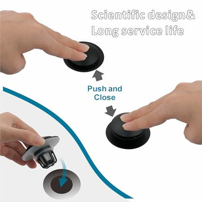 WELSAN Matte Black Bathroom Sink Drain Stopper 1 1/8"-1 1/2" Drain, 2 Pack | Bathroom Sink Stopper Replacement, Universal Pop-Up Drain Stopper Plug Strainer with Hair Catcher, Anti-Clogging Design - color: Matte Black-2