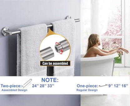 20 Inch Towel Bar 2 Pack for Bathroom 9/12/16/20/24/28/33 Inch Kitchen Hand Towel Holder Brushed Nickel Stainless Steel 304 RUSTPROOF Wall Mount Towel Rod 2 of Pack (2, Brushed Nickel, 20 Inch) - color: Brushed Nickel, size: 20 Inch