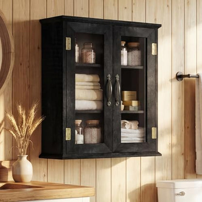 ChooChoo Bathroom Wall Cabinet, Medicine Cabinet with Acrylic Doors, Wall Mounted Over The Toilet Storage Cabinet with Adjustable Shelves for Bathroom, Kitchen, and Laundry Room, Black - color: Black