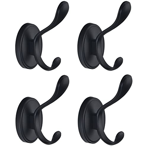 Coat Hooks Matte Black Bathroom Towel Hooks Modern Wall Hooks Heavy Duty 4 Pack, Wall Mounted Rustproof Metal Shower Hook for Bathrooms Bedroom Kitchen Hotel Garage - color: Black, size: Style B