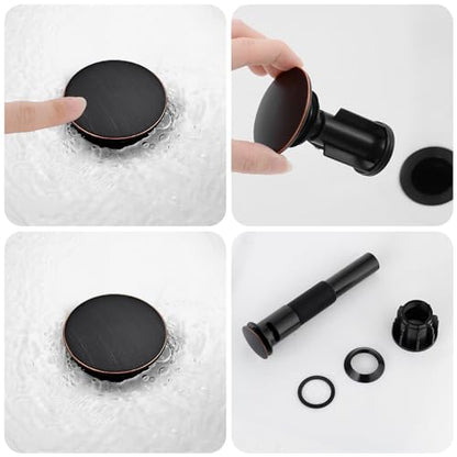 Bathroom Faucet, Single Handle Vanity Sink Faucet, Oil Rubbed Bronze | ORB, for 1/3-Hole, Stainless Steel, Ceramic Cartridge, Pop-Up Drain, Deck Plate, For Vanity Powder Laundry - color: Oil Rubbed Bronze