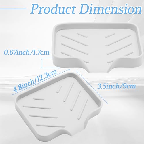 BokWin Silica Gel Soap Dish with Drain, White, 4.8x3.5 Inch | 1 Pack, Self Draining Soap Tray, For Shower, Bathroom and Kitchen, Sink Organizer, Bar Soap Holder - color: White