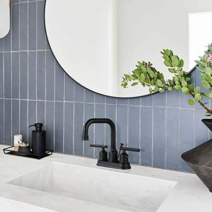 WOWOW Bathroom Faucet Black 4 inch Bathroom Sink Faucet Centerset Lift Rod Drain Stopper 2 Handle Lavatory Vanity Tap High Arc Modern - color: Black, style: Centerset - 4 Inch