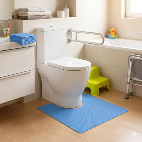 20 Pack Disposable Toilet Mats, Super Absorbent U-Shaped Toilet Floor Protector from Urine, Non-Slip Bathroom Rugs, Waterproof Commode Mats, 22" x 24"
