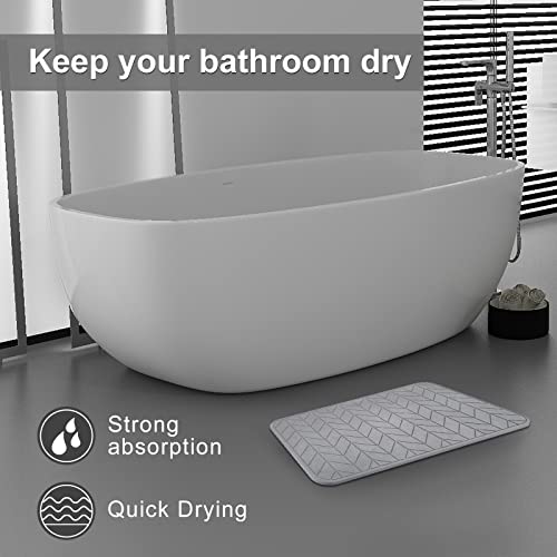 JUERLEN 2 Pack Diatomaceous Earth Shower Mat, Stone Bath Mat, Nonslip Super Absorbent Fast-Drying Hard Bath Mat for Bathroom Shower Floor, 24 x 16 inch, Grey Arrow Design - color: Dark Grey