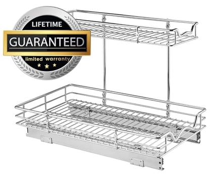 HOLDN’ STORAGE Under Sink Organizers and Storage, 11" W x 21" D x 15" H | 2-Tier Under-Sink Organizer, Full-Extension Slides, Keeps Cleaning Supplies, Bottles & Essentials Easy To Reach - size: 11" W x 21" D