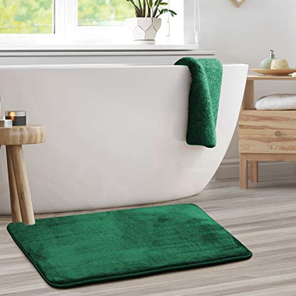 Clara Clark Bathroom Rugs, Ultra Soft Plush Bath Mat for Bathroom, Non-Slip, Velvet Memory Foam Bath Rugs, 20 x 32, Solid Hunter Green