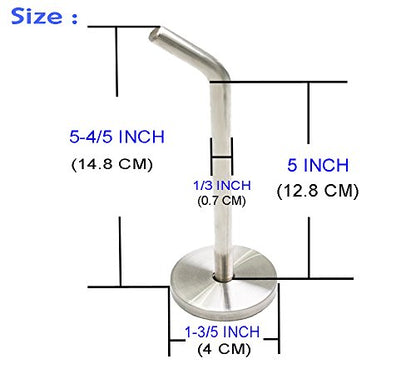 Brushed Stainless Steel Single Heavy Duty Short Nose Wall Mount Hook, Fit for Kitchen,Bedroom,Living Room, Bathroom,Closets and Garage Storage (5-4/5", 4 PCS) - size: 5-4/5" , 4 PCS