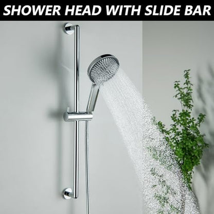 Handheld Shower Head with Slide Bar, 26 Inch Stainless Steel Shower Slide Bar with 3 Function Shower Head, Chrome - style: Chrome