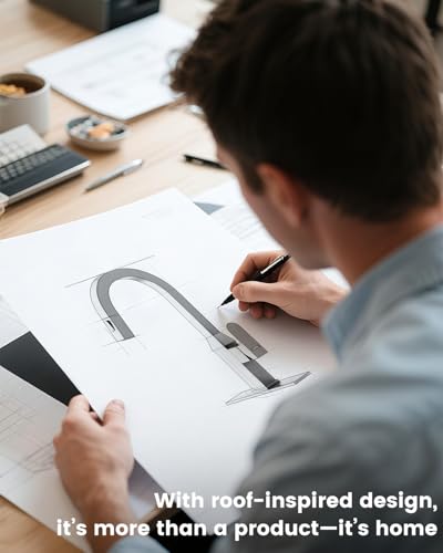 DAYONE Black Square Kitchen Faucet – Modern Pull-Down Sprayer with 2-Mode Kitchen Sink Faucet, 360° Swivel Fits Bar/RV Sinks, SUS 304 Stainless Steel with Square Deck Plate - color: Matte Black