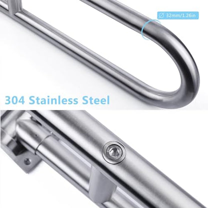 Toilet Grab Bar Stainless Steel Handicap Rails Grab Bars Bathroom Support for Elderly Disabled Safety Hand Railing Guard Frame Shower Assist Aid Handrails Hand Grips (23.6 Inches with Paper Holder) - size: 23.6 Inches with Paper Holder