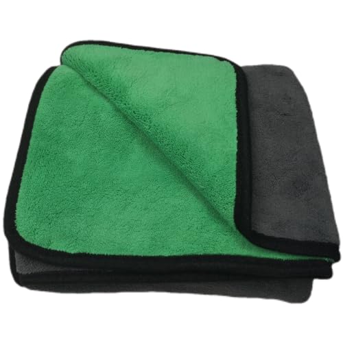 Large Microfiber Drying Towel for Car, Great Thick Soft Plush Towels, 36 x 24inches 800GSM Thickness, Quality, Washable, Absorbency No Scratch Lint Free Drying Towel (36 x 24inches,Grey-Green,1pack) - color: 36 X 24inches,grey-green,1pack