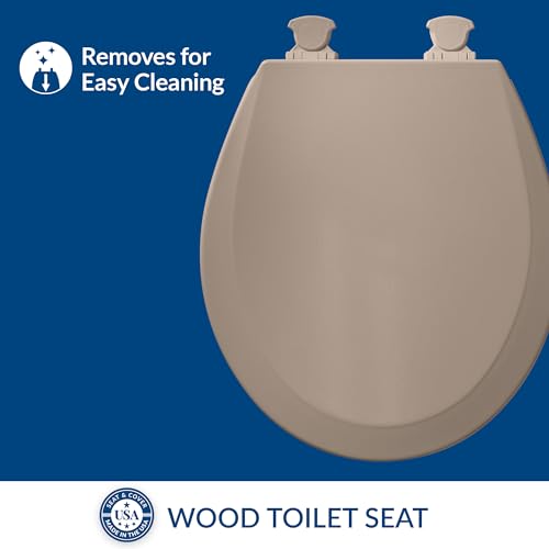 Bemis 500EC 068 Molded Wood Round Toilet Seat with Easy Clean and Change Hinge, 2 Pack, Fawn Beige - color: Fawn Beige, size: Round (Pack of 2)
