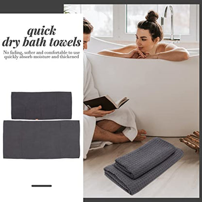 ABOOFAN 2pcs Bulk Bath Towels Waffle Bath Towels for Bathroom Quick Dry Soft No Fading