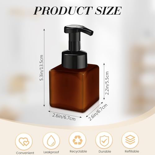8.5 oz Foaming Soap Dispenser Plastic Foaming Pump Bottle, Refillable Dispenser with Plastic Pump, Empty Hand Bottles for Liquid Soap, Shampoo, Bathroom,Hotel,Restaurant (60, Brown) - color: Brown, size: 60