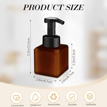 8.5 oz Foaming Soap Dispenser Plastic Foaming Pump Bottle, Refillable Dispenser with Plastic Pump, Empty Hand Bottles for Liquid Soap, Shampoo, Bathroom,Hotel,Restaurant (60, Brown) - color: Brown, size: 60