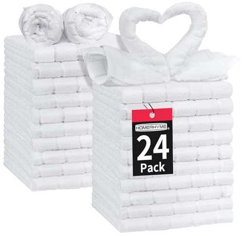 White Washcloths, 24 Pack Microfiber Face Cloths, Soft Bulk Fingertip Towels, Lint Free Quick Dry Absorbent Reusable Multi-Purpose Face Wash Cloth for Bathroom, Kitchen, Spa, Gym - color: White, size: 24 PK