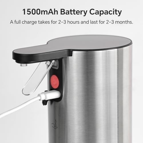 Electric Dish Soap Dispenser for Kitchen, Rechargeable Touch Liquid Hand Soap Dispenser for Bathroom, Stainless Steel Soap Pump, Water-Resistant,11.8oz, Xmas Gift - color: Multi Grey