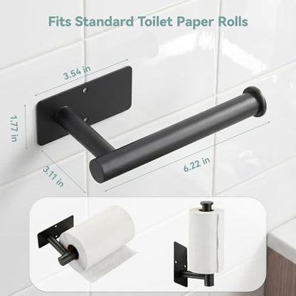Toilet Paper Holder Wall Mount, Adhesive/Screw, for Bathroom, RV, Black