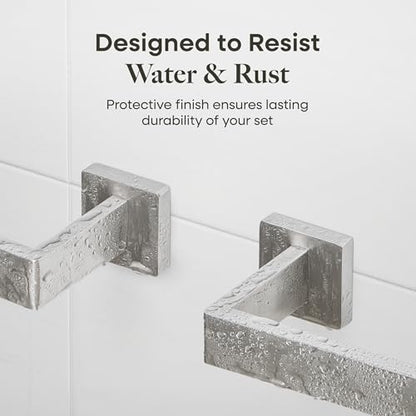 Brushed Nickel Bathroom Accessories Set with 15.7" x 5.9" Shelf, 6 Pcs (5+Shelf) - color: Brushed Nickel