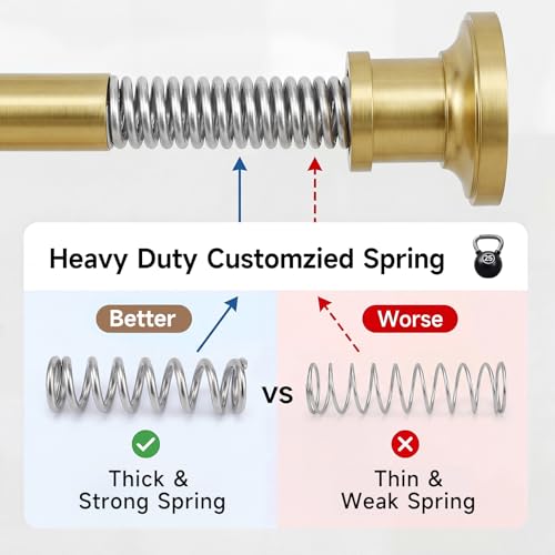 Gold Tension Curtain Rod 24 to 64 Inch(2-5.3ft) - Spring Tension Shower Curtain Rod, No Drilling Brass Gold Tension Rod for Curtains Windows Closet Kitchen - color: Gold, size: 24-64 Inches