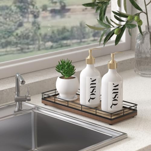 Acacia Wood Bathroom Vanity Tray, 11" L Small Countertop Tray for Dresser, Table, Kitchen Counter, Coffee Bar - color: Acacia, size: 11" x 4.3" x 1.5"