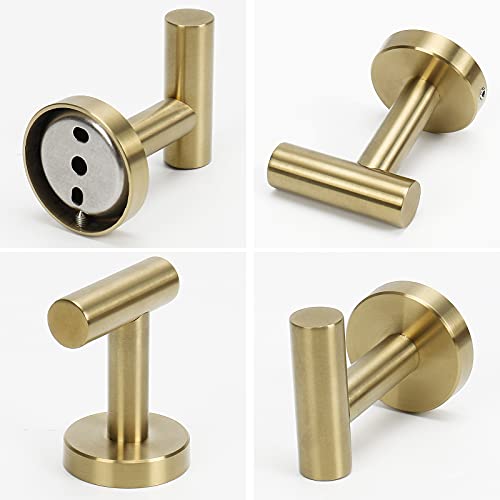 NearMoon Bath Towel Hooks- SUS 304 Stainless Steel Robe Hook Holder, Heavy Duty Coat Hook for Bathroom Livingroom Hotel Kitchen Garage, Wall Mounted (Brushed Gold, 4 Pack) - color: Brushed Gold, size: 4 Pack