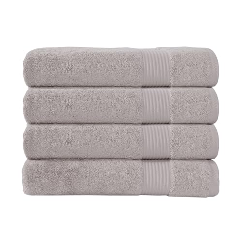 CTT - Premium 4 Piece Bath Towel Set, Made with 100% Turkish Cotton, Quick Drying, Highly Absorbent & Comfy Towels for Spa & Hotel | 30"x54" (Light Grey) - color: Light Grey, size: Bath Towels - 4 Piece Set