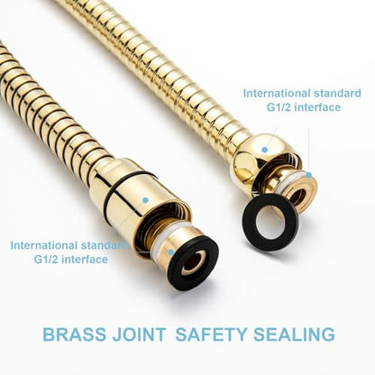 OFFO Shower Hose, 80 in Kink Free Stainless Steel Shower Hose Attachment Electroplating Handheld Shower Head Hose Flex Hoses Extension with Brass Insert & Nut for Pet Bathing Cleaning, Gold - color: Gold, size: 80 in