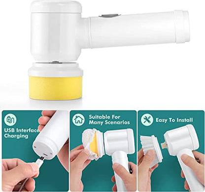 Electric Spin Scrubber, Cordless Electric Cleaning Brush Waterproof Power Scrubber with 5 Replaceable Brush Heads, Handheld Shower Scrub Brush for Cleaning Kitchen Dish Sink Tub Floor Wall Tile Window