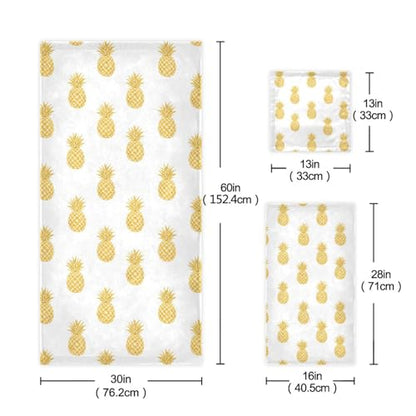 ALAZA 3-Piece Towel Set, Gold Pineapple Bath Towel Sets, 1 Bath Towel, 1 Hand Towel, 1 Washcloth, Absorbent Soft Towels Quick Drying for Bathroom - color: Multi14