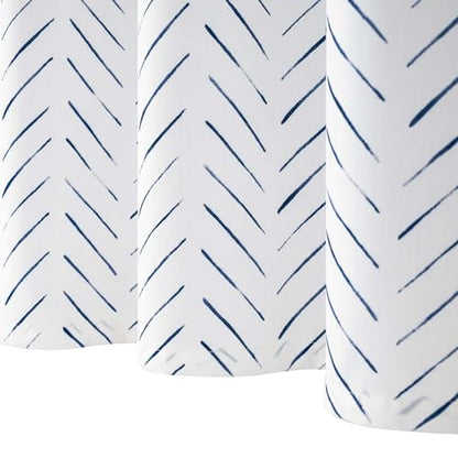 jinchan Small Stall Blue and White Shower Curtain 36x72 Inches Inky Herringbone Chevron Zig Zag Waterproof Fabric Modern Farmhouse Shower Curtains for Bathroom with 7 Hooks - color: Inky Blue, size: 36"W x 72"L (Pack of 1)
