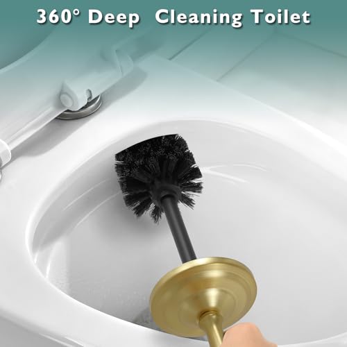 Gold Toilet Brush and Holder Set,Toilet Bowl Brush and Holder | Heavy Duty Toilet Brush for Bathroom, Stainless Steel Toilet Cleaner Brush,Deep Cleaning,Space Saving,Covered Brush - color: Gold