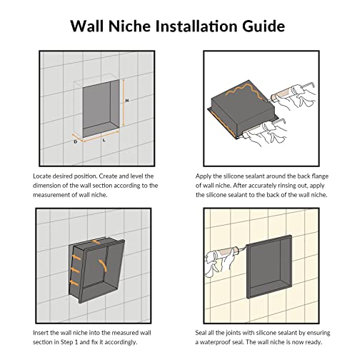24x12 Shower Niche, No Tile Needed Insert, 304 Stainless Steel, Sloped Base, Matte Black in-Wall Shelf - color: Matte Black B, size: 12''×24''
