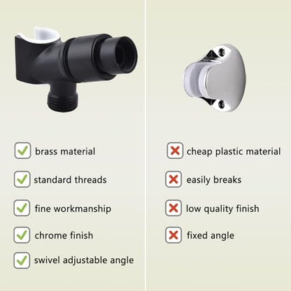 All Metal Handheld Shower Head Holder, Adjustable Shower Wand Holder with Brass Pivot Ball，Shower Arm Holder Mount for Connecting Shower Arm and Shower Hose，Black - color: Black