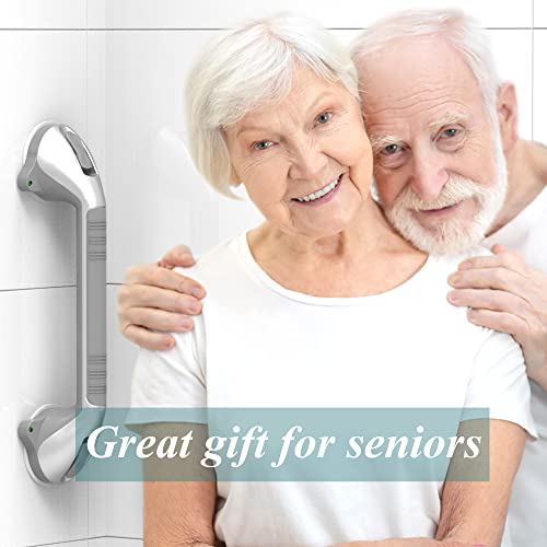 17-inch Suction Shower Grab Bar with Indicators, Tool-Free Installation, Steady Handle for Balance Assist for Bathtub,Bathroom,Toilet, Dual Tone Silver/Grey - size: 17in, Pack of 1