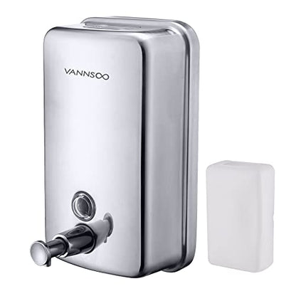Commercial Soap Dispenser Wall Mount Stainless Steel, 37 fl.oz. | 1100ml Manual Liquid Pump Rust-Proof Leak Free for Bathroom - size: 37 fl oz