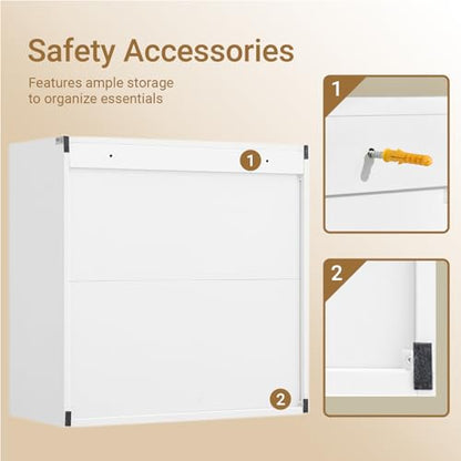 Over Toilet Wall Mount Bathroom Cabinet, Wall Size, White | Wall-Mounted Over-Toilet Cabinet With Adjustable Shelf, Multi-Use Bathroom & Laundry Storage, HUS-BZR200 - color: White2