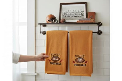 Serafina Home Fall Kitchen Bathroom Hand Football Towels, 16 x 25 inches, Set of 2, Plush Soft Rust Orange Family Football Design,100% Cotton, 16" x 25" Inches, Oeko-TEX Certified - color: Family Football