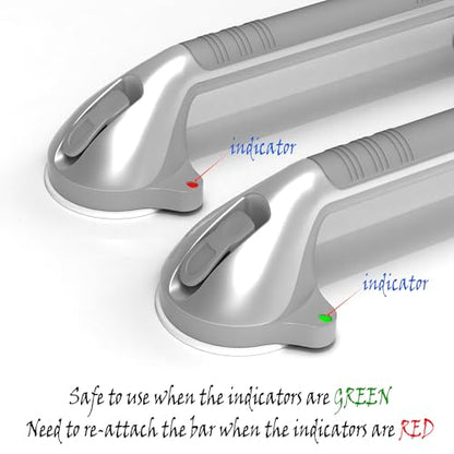 17-inch Suction Shower Grab Bar with Indicators, Tool-Free Installation, Steady Handle for Balance Assist for Bathtub,Bathroom,Toilet, Dual Tone Silver/Grey - size: 17in, Pack of 1