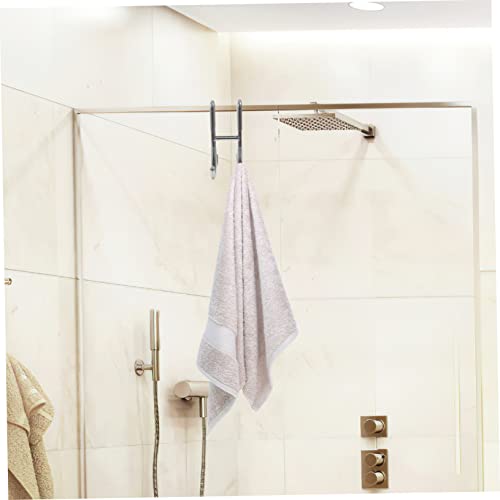 WOONEKY Stainless Steel Bathroom Hook Over Door Shower Organization Hooks Installation Towel Loofah Bathrobe Squeegee Holder - size: 12.00X11.30X4.80CM