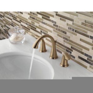 Delta Lahara Oil Rubbed Bronze Bathroom Faucet 3 Hole, 8 Inch Widespread Bathroom Sink Faucet for Vanity, Metal Push-Pop Drain Assembly, Venetian Bronze 3538-RBMPU-DST - color: Venetian Bronze