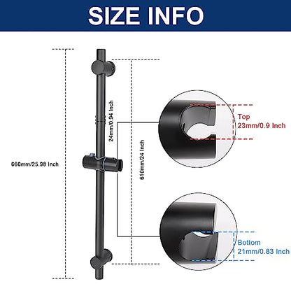 NearMoon Shower Slide Bar with Height/Angle Adjustable Handheld Shower Holder, Bathroom SUS 304 Stainless Steel Shower Head Holder for Bath (Screw Mounted, Matte Black) - color: Matte Black, style: Screw Mounted