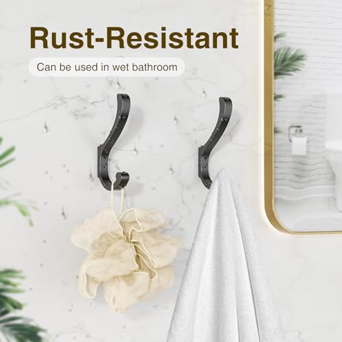 Hanging Coat Hooks Wall Mount - Heavy Duty (30LB), Large Coat Hanger Wall Hangers, Metal Hooks For Towels, Backpacks, Hats, Jackets, Keys, Bags, Robes, Dog Leashes (6 Pack) - color: Black, size: 6 Pack